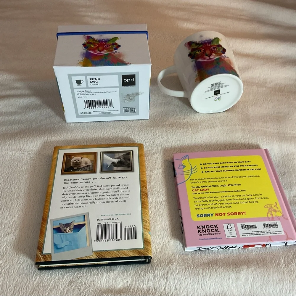 Colorful Cat Art Ceramic Mug and Gift Box Set - Multicolor